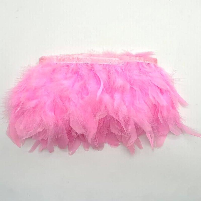 Shekyeon Turkey Feathers Fringe Trim for Party Clothing DIY Sewing Crafts Decoration Pack of 2 Yards (Pink) - Image 5